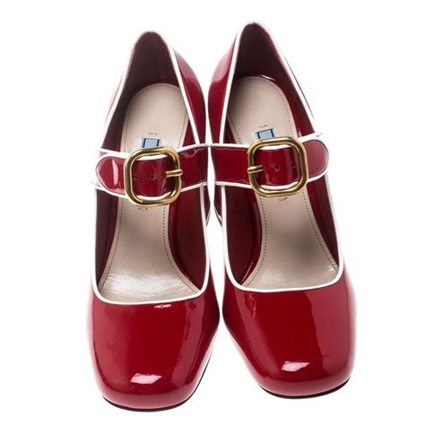 red prada patent leather pumps|prada mary jane pumps.